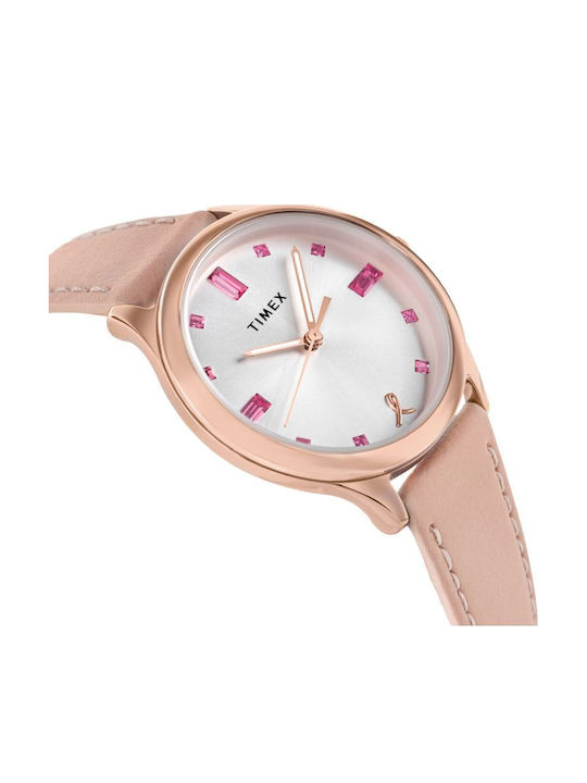 Timex Womens Watch 33mm Battery with Pink Leather Strap