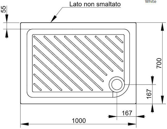 Ceramica Dolomite Rectangular Porcelain Shower Tray 100x70cm White