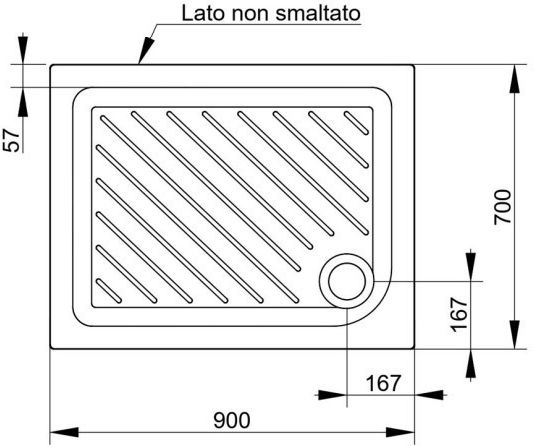 Ceramica Dolomite Rectangular Porcelain Shower Tray 90x70cm White
