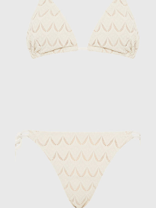 Bikini Slip με Κορδονάκια Λευκό