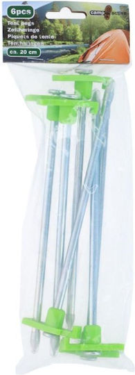 Tent Pegs 19cm Set 6 Pcs Metal Plastic Camp Active