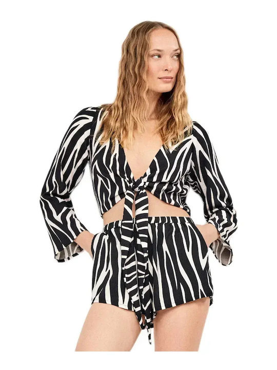 Gisela Women's Beachwear Shorts Black-Ivory