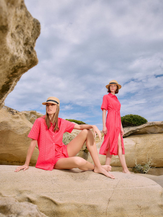 Pink Label Γυναικείο Μακρύ Φόρεμα Παραλίας Λευκό