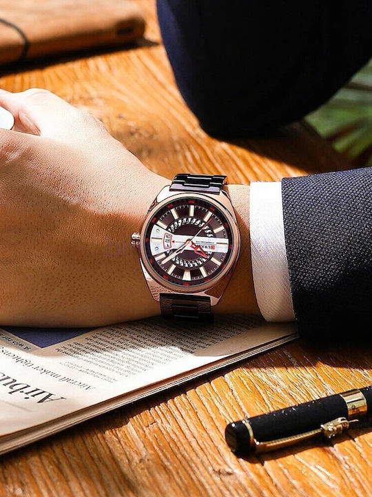 Curren Men's Watch 44mm Battery with Brown Stainless Steel Bracelet