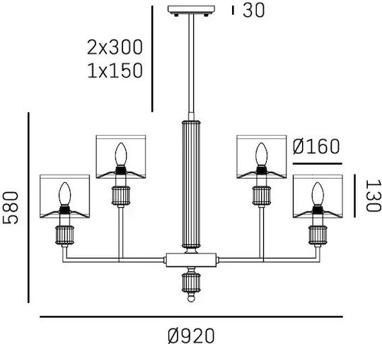 COSMOLight Adjustable Bronze Pendant Ceiling Light with E14 Socket 92x92cm