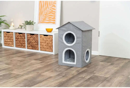 Trixie Cave Nora Σπιτάκι Φωλιά Γάτες Δύο Επιπέδων Γκρι 47×67×47cm