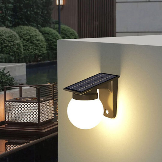 Led Solar Wall Light IP65 Ball Shape 2.8w 5v 100lm 7 SMD Lighting 3000k & Light Sensor