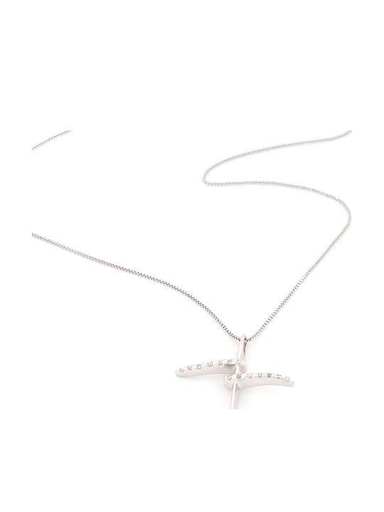 Women's White Gold 18K Cross with Chain