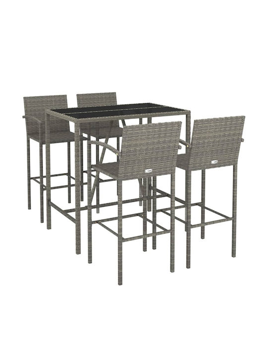 vidaXL Outdoor Bar Set 5 Pieces Gray
