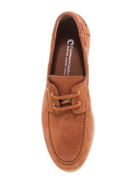 Leather Women's Loafers in Orange Colour