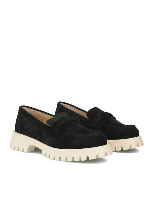 Δερμάτινα Γυναικεία Loafers σε Μαύρο Χρώμα