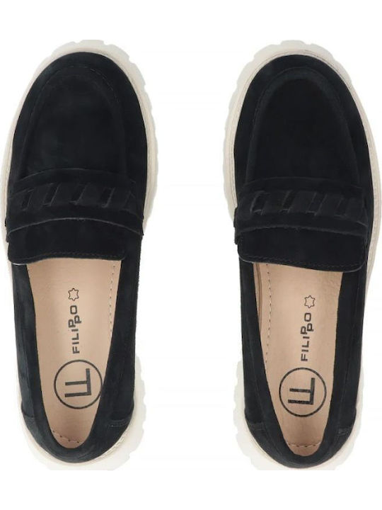 Δερμάτινα Γυναικεία Loafers σε Μαύρο Χρώμα