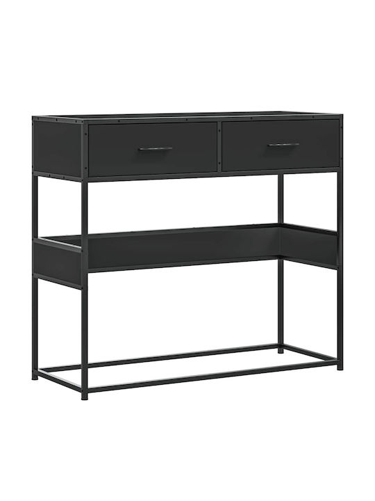 Console Table Wood & Metal Black Velvet-Black Metal L90xW35xH80cm
