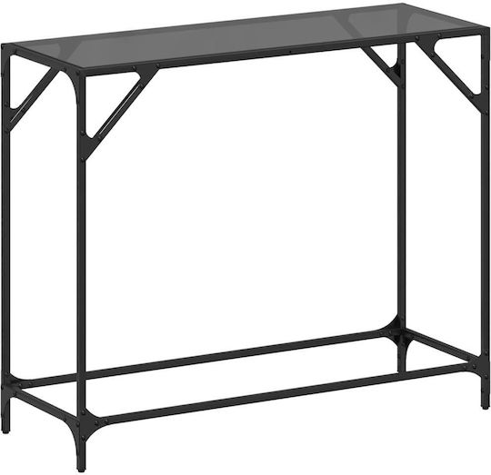 Glass Console Table Black Velvet-Black Metal L98xW35xH81cm