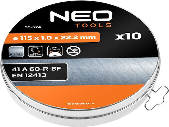 Neo Metal Cutting Disc 115 X 1.0 X 22.2 Mm 41 A60-r-bf 10 Pcs