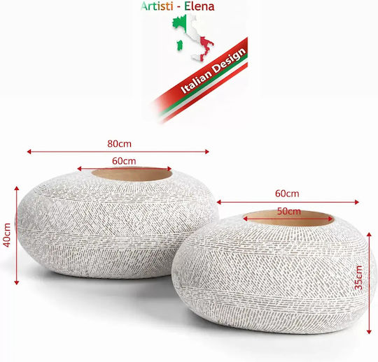 Set 2 Vaze Mari Decorative 80cm Ghivece Recipient Polirosină Beach Stone Bowl Pentru Exterior