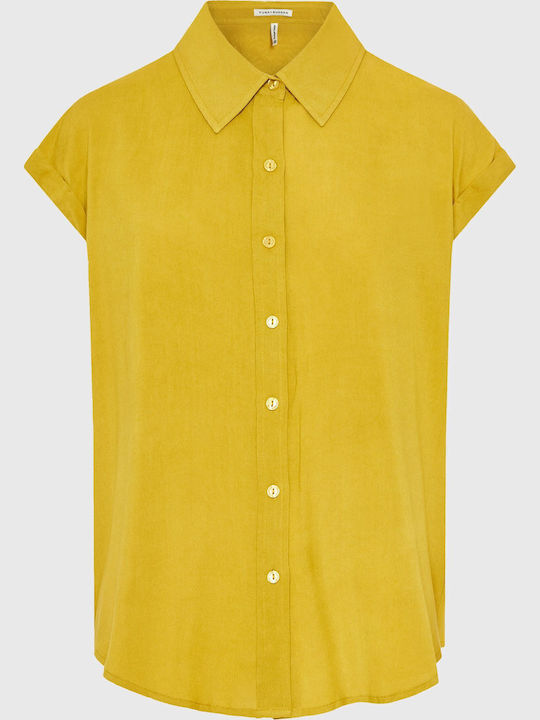 Short Sleeve Women's Shirt Yellow Monochrome