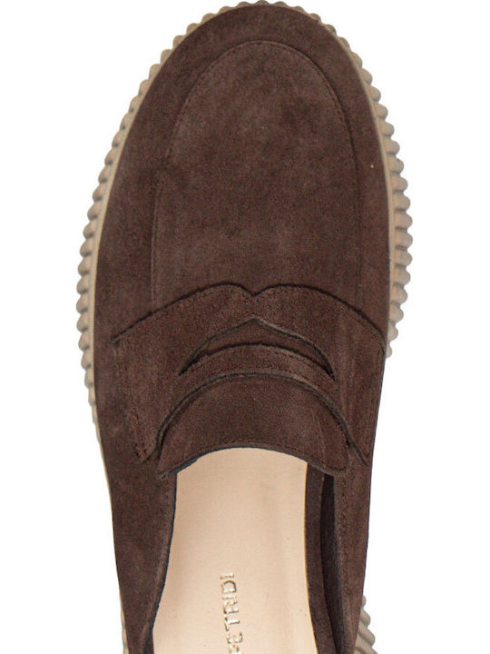 Leather Mules With Low Heel In Brown Colour