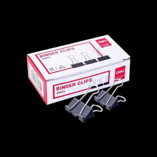 Deli Double Clip 25mm No4 Effortless Black 12 Pieces