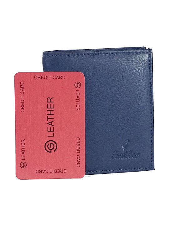 Leather Men's Wallet With RFID Blue