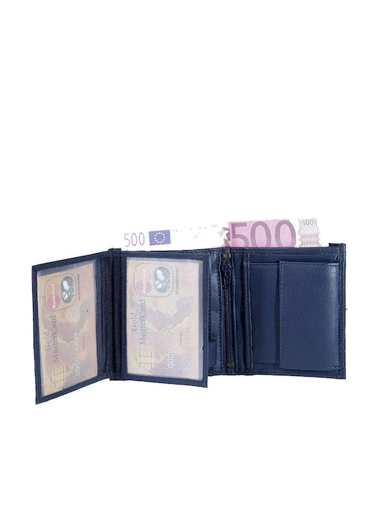 Leather Men's Wallet With RFID Blue