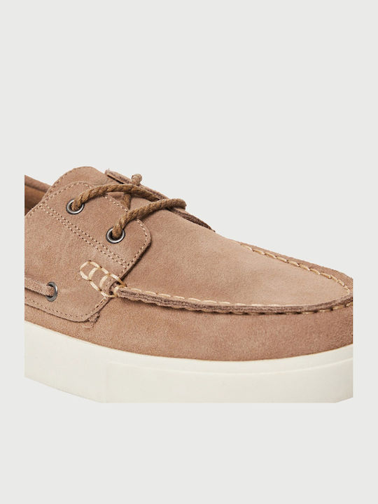 Suede Men's Boat Shoes in Beige Colour