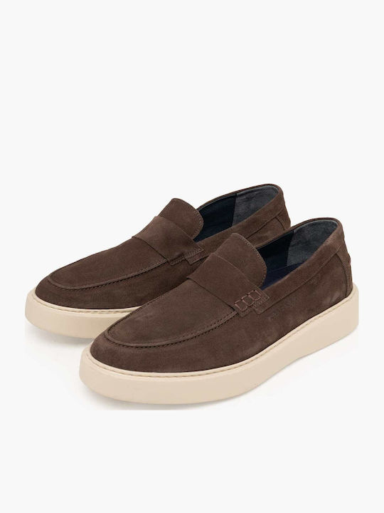 Δερμάτινα Ανδρικά Loafers σε Καφέ Χρώμα