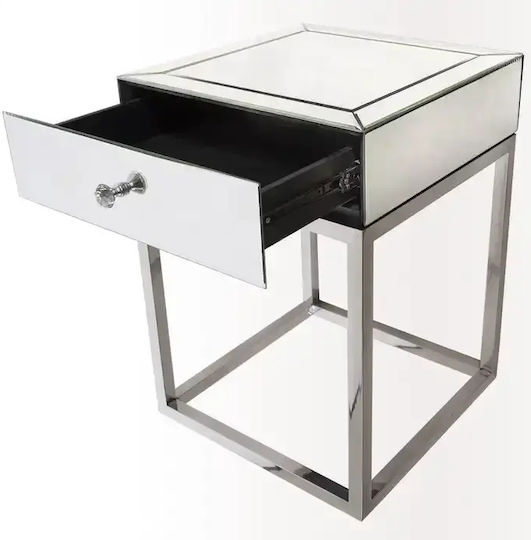 Quadratischer Beistelltisch Madison Metall Silber Weiß M45xB45xH62cm