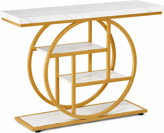 Κονσόλα Μεταλλική με Μαρμάρινη Επιφάνεια White/gold Marble Imitation Μ105xΠ30xΥ80εκ.