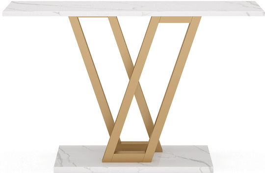 Κονσόλα Μεταλλική με Μαρμάρινη Επιφάνεια White/gold Marble Imitation Μ110xΠ30xΥ80εκ.
