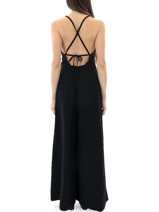 Moutaki Women's Linen Off-Shoulder Jumpsuit Black