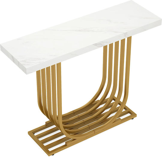 Κονσόλα Μεταλλική με Μαρμάρινη Επιφάνεια White/gold Μ100xΠ30xΥ80εκ.