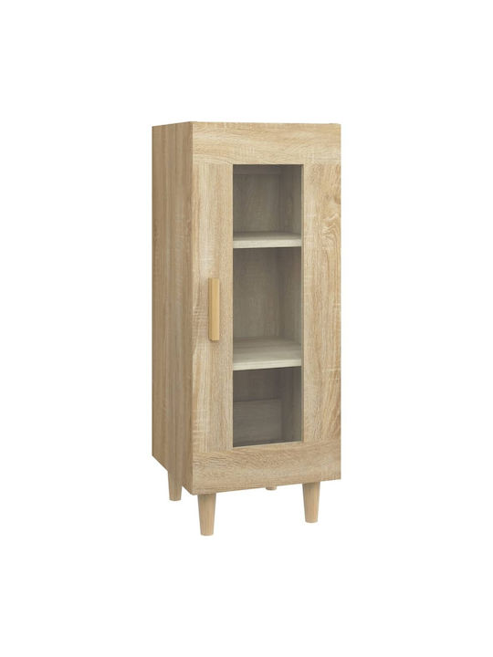Wall Living Room Display Cabinet made of Particleboard with Glass Beige 34.5x34x90cm