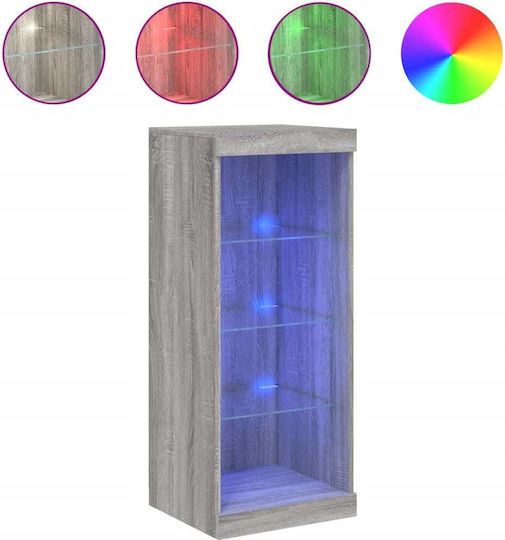 Wall Living Room Display Cabinet made of Particleboard with Glass & Lighting Grey 41x37x100cm