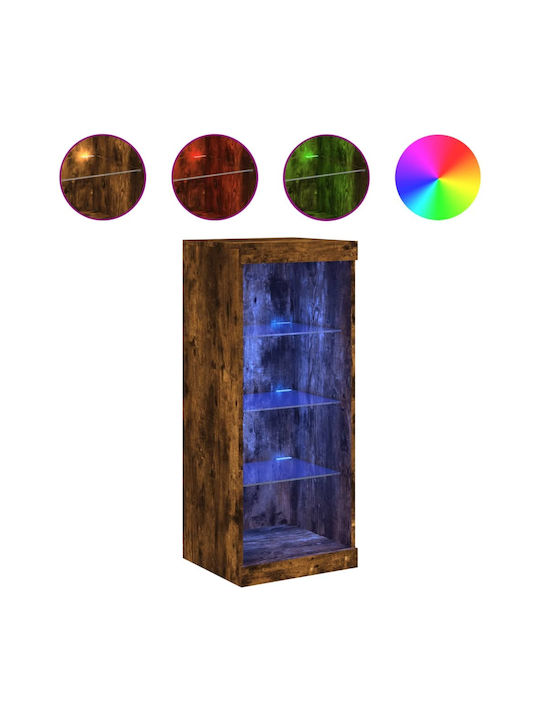 Wand Wohnzimmer Vitrine aus Spanplatte mit Glas & Beleuchtung Coffee 41x37x100cm