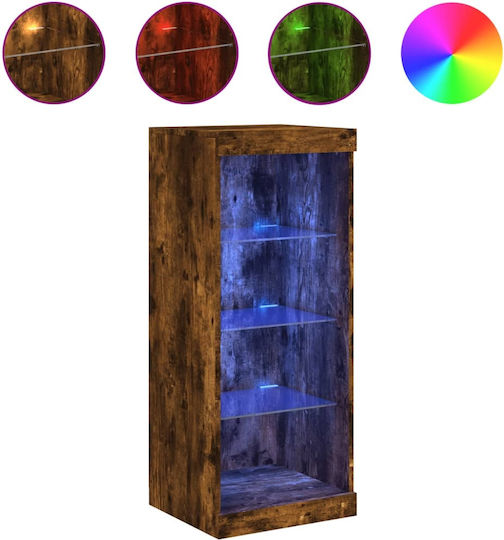 Wall Living Room Display Cabinet made of Particleboard with Glass & Lighting Coffee 41x37x100cm