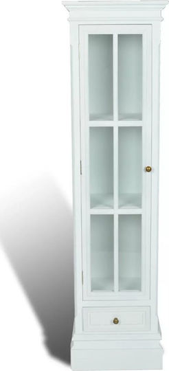 Подова Витрина от MDF със Стъкло Бяла 41x26x147см 60639