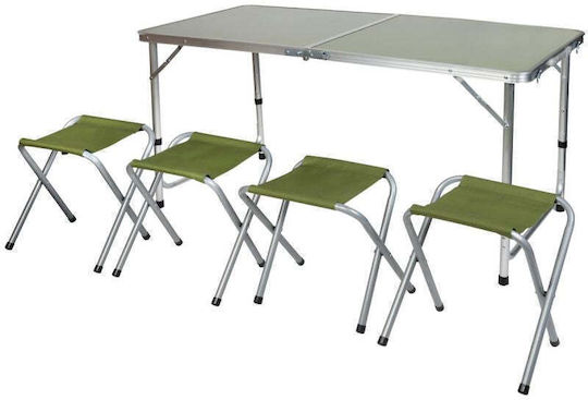 Enero Aluminum Table Set for Camping Foldable in Case 120x70x60cm Green