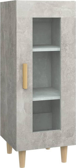 Floor-standing Living Room Display Cabinet made of Particleboard with Glass Grey Concrete 34.5x34x90cm