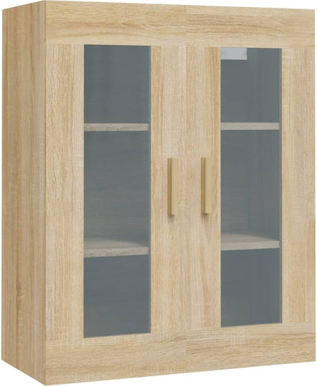 Wall Living Room Display Cabinet made of Particleboard with Glass Sonoma 69.5x34x90cm Wall Living Room Display Cabinet made of Particleboard with Glass Sonoma 69.5x34x90cm