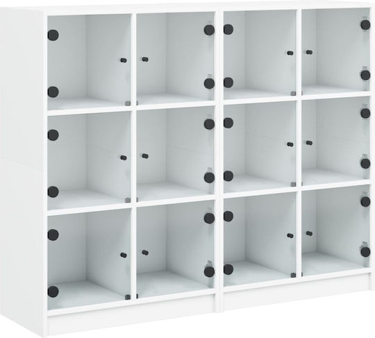 Wohnzimmer-Bodenvitrine aus Spanplatte Weiß Verglast 136x37x109cm