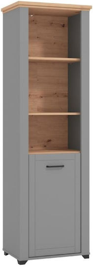 Valencia POP 1K Bodenstehend Wohnzimmer Vitrine aus Spanplatte Grey Graphite / Artisan Oak / Grey Matt 60.5x41x194.5cm Valencia POP 1K Bodenstehend Wohnzimmer Vitrine aus Spanplatte Grey Graphite / Artisan Oak / Grey Matt 60.5x41x194.5cm