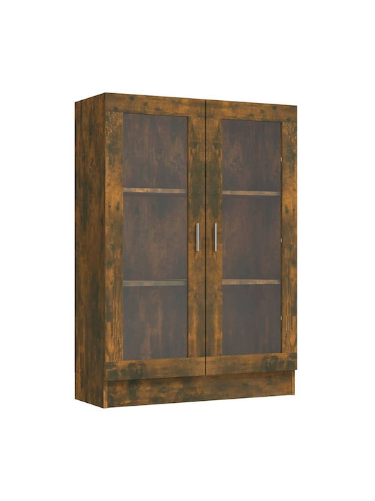 vidaXL Wohnzimmer Vitrine aus MDF mit Verglastem Rauchdunklem Eichenholz 82.5x30.5x115cm