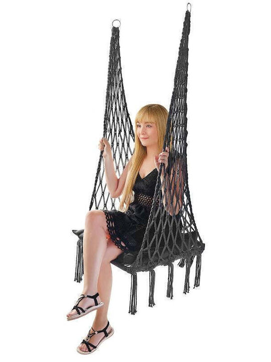 Swing Armchair with Stand and Pillow Fabric Gray Load Capacity up to 120kg L60xW60xH120cm