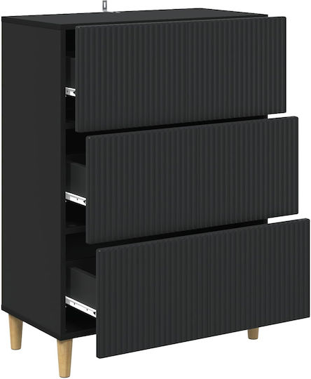 vidaXL Kommode Schlafzimmer Holz mit 3 Schubladen Schwarz 66x34.5x90cm