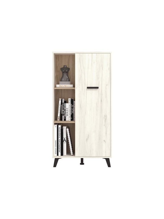 Umbria POP Wohnzimmer Vitrine aus Spanplatte Graue Eiche / Weiß 67.5x33x130.5cm