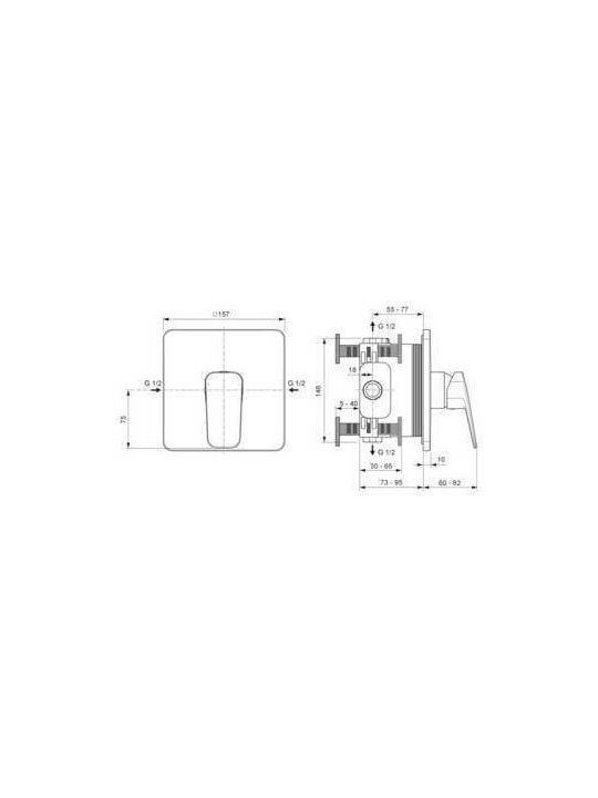Ideal Standard Built-in Battery Mixer for Shower 2 Exits Silver
