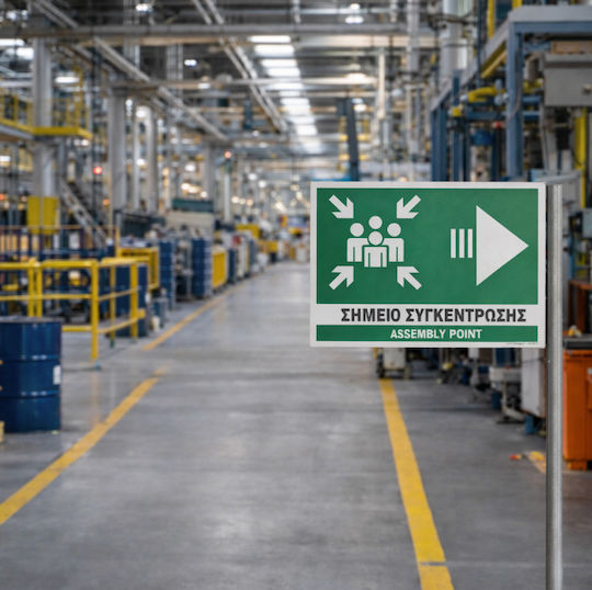Σημειο Συγκεντρωσης Δεξια Assembly Point Right Πινακιδα Αλουμινιου 25χ35 Ινfosign 25575