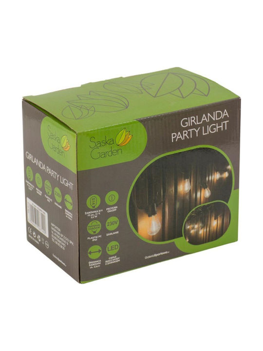 Saska Garden Wasserdichte Lichterkette LED IP44 8m mit 10 Lampen Warmweiß