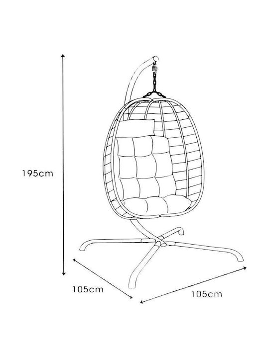 Swing Armchair with Stand and Pillow Fabric Gray Load Weight up to 120kg L100xW100xH196cm
